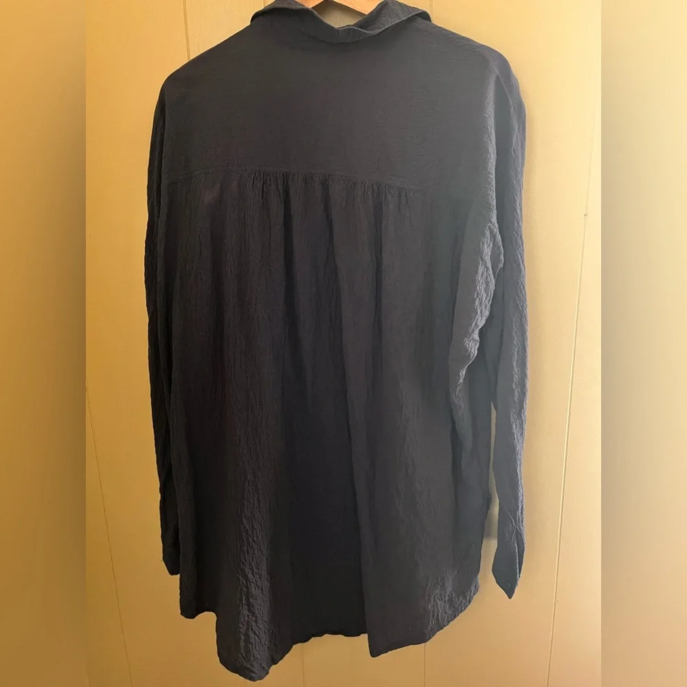 Free People Summer Daydream Gauzy Buttondown Shirt Charcoal Gray Small